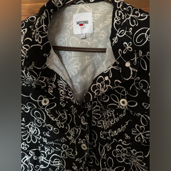 - Moschino Jean Jacket - made in Italy black and white size 8 USA size 42 - Picture 8 of 13